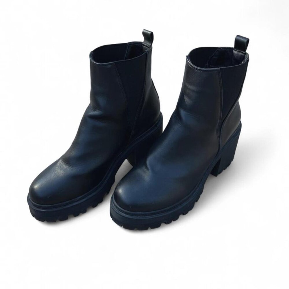 Chunky Heel Chelsea Boots Truffle Collection with Platform Sole & Pull Tab